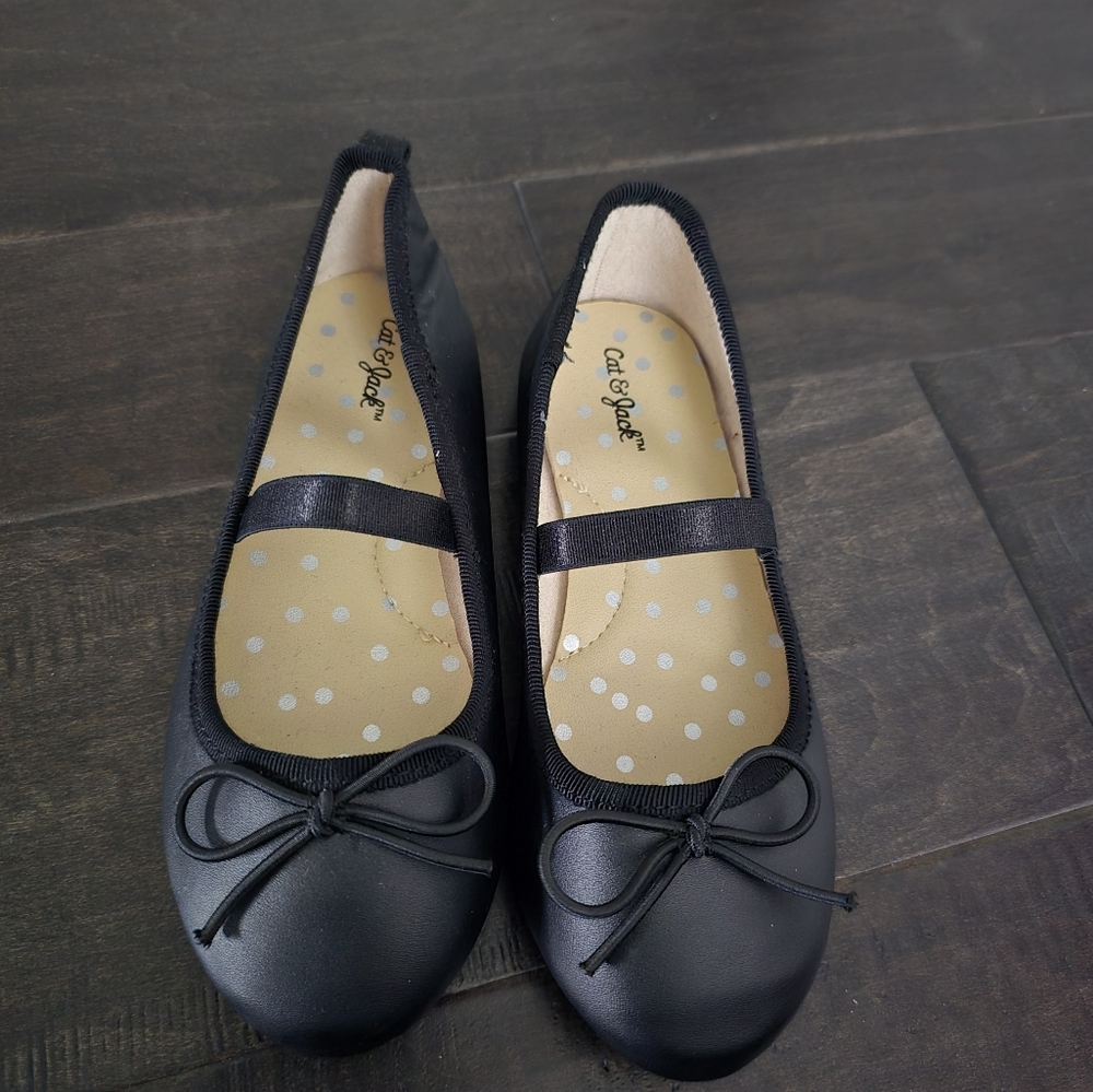 Cat and Jack Black Flat Ballet Girl's Slip -On Shoes size 10